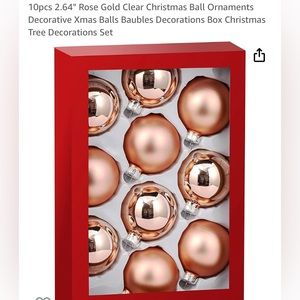 10 pcs. Rose gold clear Christmas ball ornaments